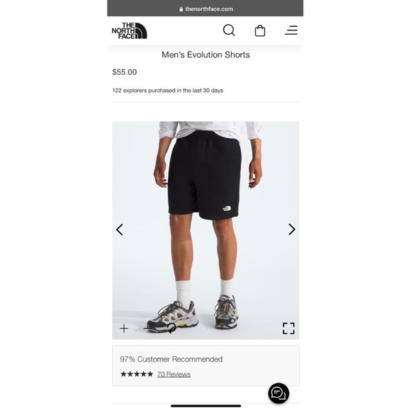 THE NORTH FACE Men’s Evolution Cotton 7” Shorts LARGE Black - Picture 7 of 8